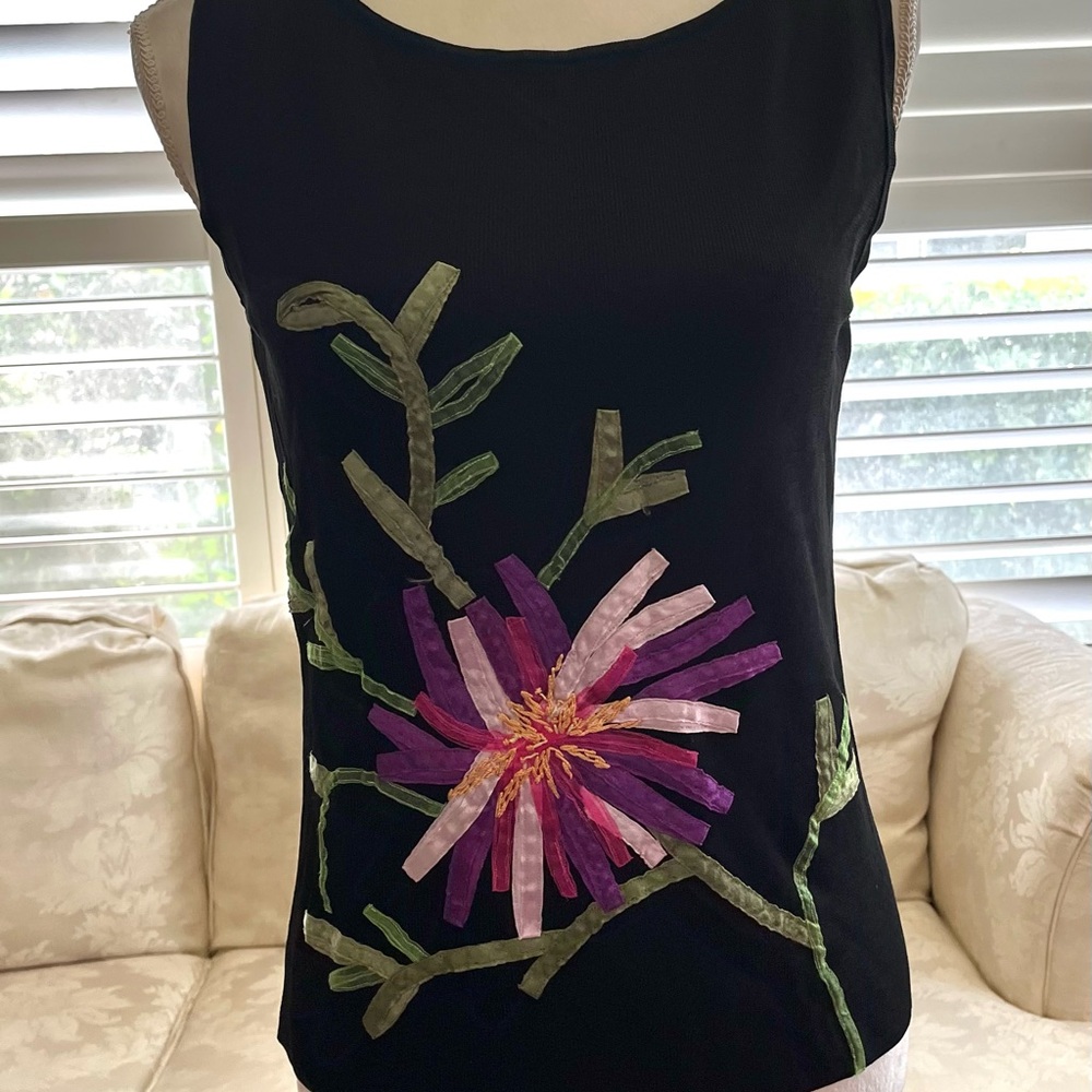 Sweaterworks Black Embellished Sleeveless Tank Top Sz M